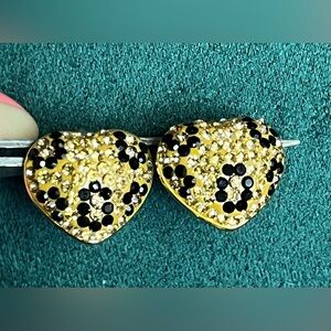 Gold Heart Crystal Stud Earrings - Women Jewelry